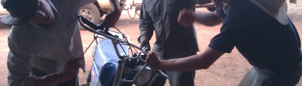 Working on a bike.