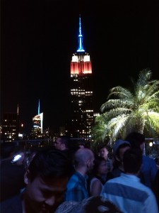 The Empire State Building at night.