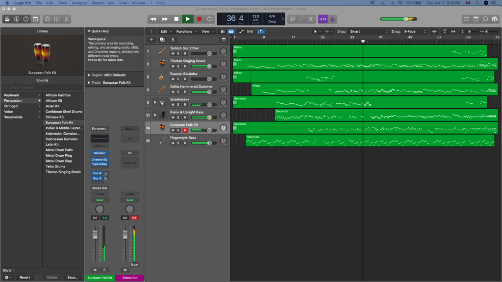 Jamuary 12, 2021 - Pachebel's Canon - World Instruments - Tracks